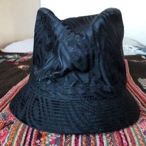 Rare, Iconic Philip Treacy Black Taffeta Bucket Hat — Size M